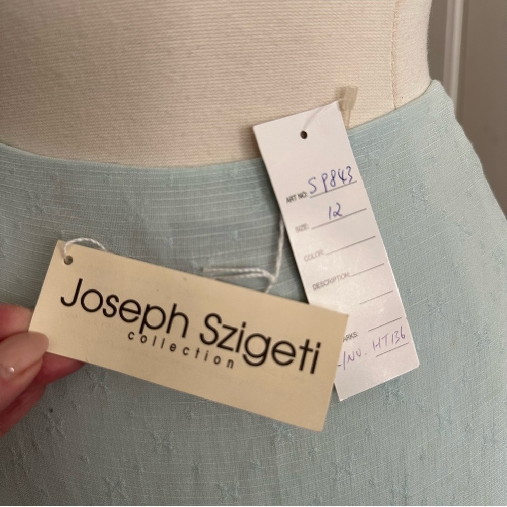 Vintage Joseph Szigeti‎ Powder Blue Linen Blend Skirt Long Beachy Coastal Sz 12 - Picture 11 of 16